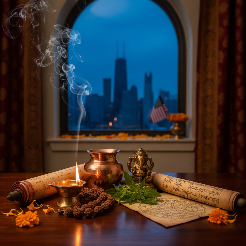 Indian astrologer offering Vedic horoscope readings in Chicago