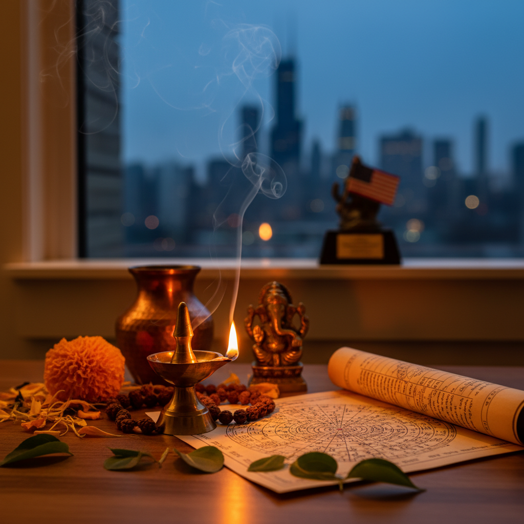 Indian Astrologer in Chicago: Real Vedic Guidance You Can Trust Indian astrologer giving Vedic horoscope reading in Chicago