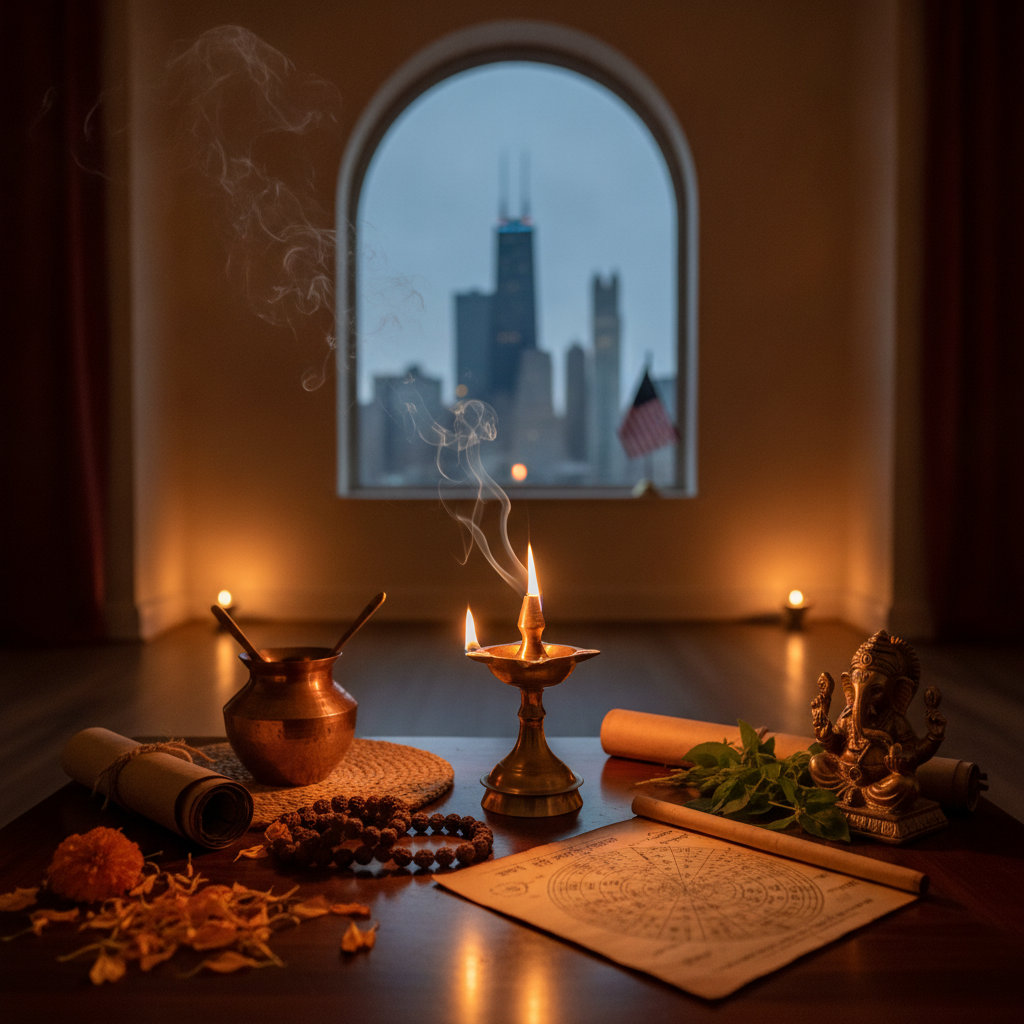 Indian astrologer giving Vedic astrology reading in Chicago, IL