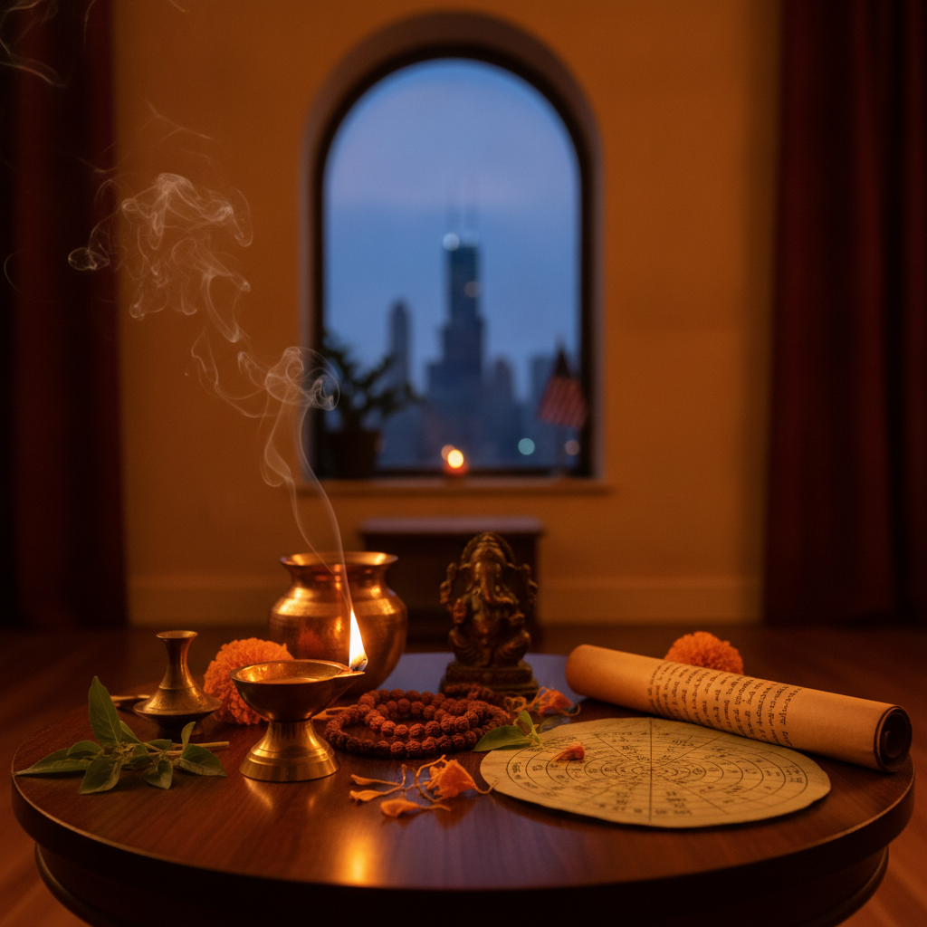 Indian Astrologer in Chicago: Trusted Vedic Horoscope Readings Indian astrologer providing Vedic horoscope reading in Chicago