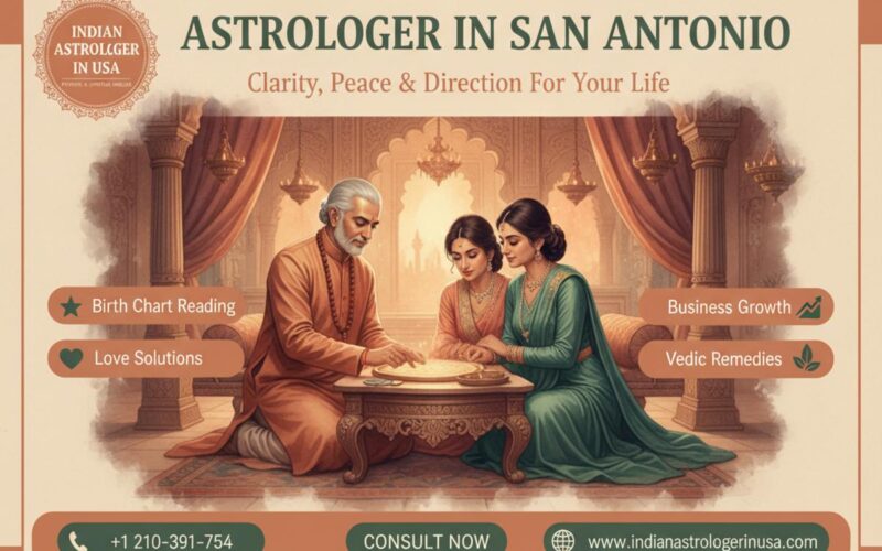 Astrologer tools and birth chart on wooden table in San Antonio peaceful setting