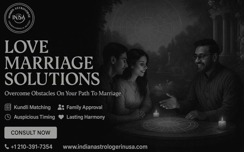 Love marriage consultation setup with astrology tools in San Antonio
