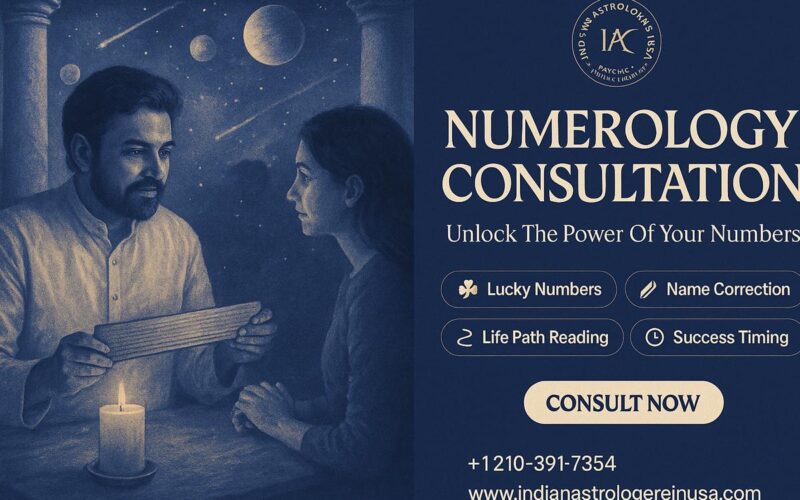Lucky number consultation setup with astrological tools in San Antonio office