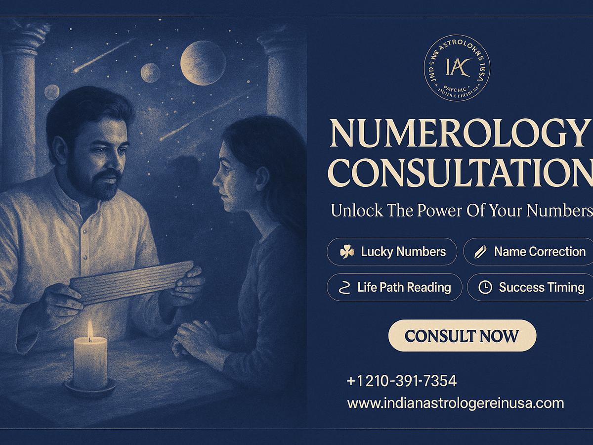 Lucky number consultation setup with astrological tools in San Antonio office
