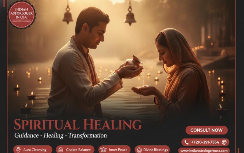 Calm spiritual healing consultation setup with crystals and candles in San Antonio