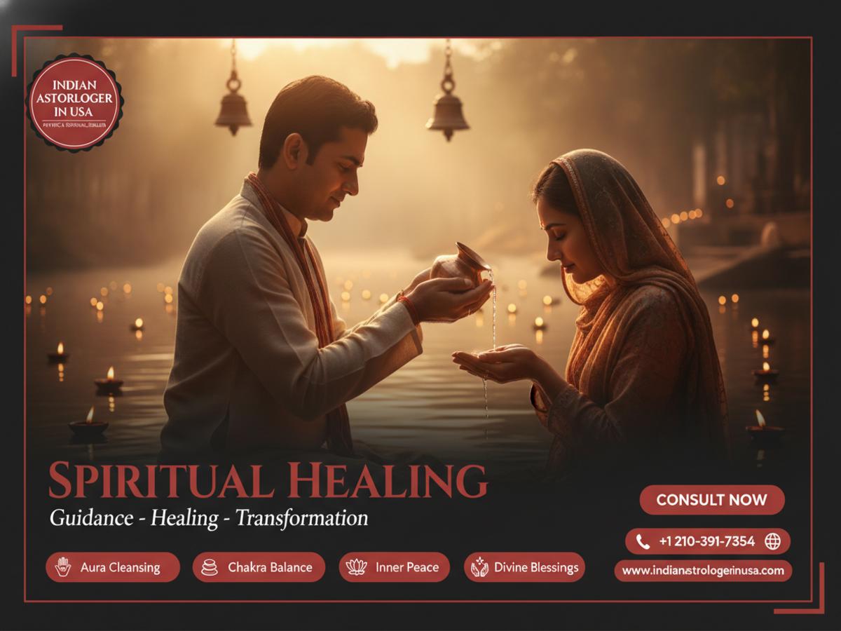 Calm spiritual healing consultation setup with crystals and candles in San Antonio