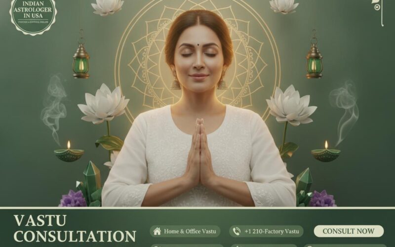 Vastu consultation tools and plans in a calm San Antonio room